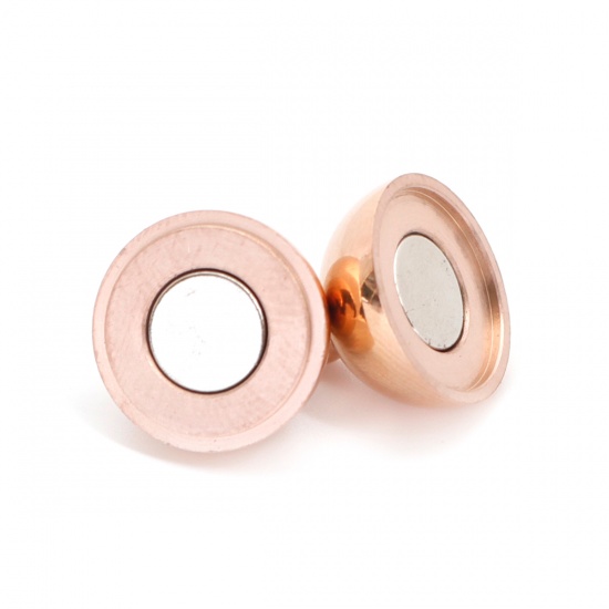 Picture of 304 Stainless Steel Magnetic Clasps Round Rose Gold 22mm x 14mm, 1 Piece