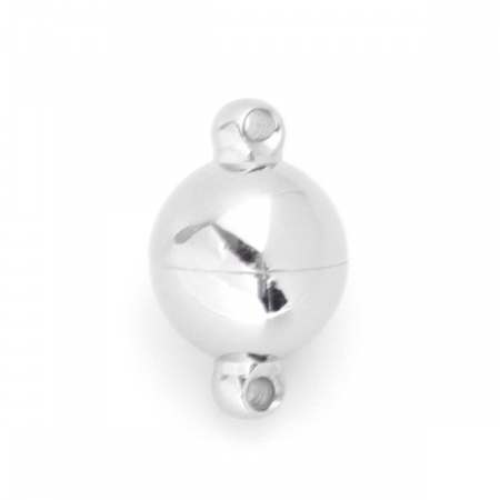 Picture of 304 Stainless Steel Magnetic Clasps Round Silver Tone 13mm x 8mm, 1 Piece