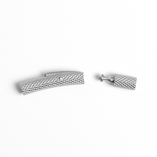 Immagine di 304 Acciaio Inossidabile Fibbia Cilindrico Ingraticciato Tono Argento 26mm x 5mm, 1 Pz