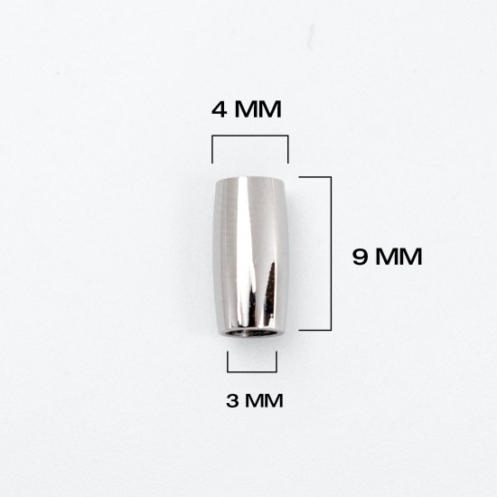 Immagine di 304 Acciaio Inossidabile Chiusura Magnetica Barile Tono Argento 9mm x 4mm, 1 Pz