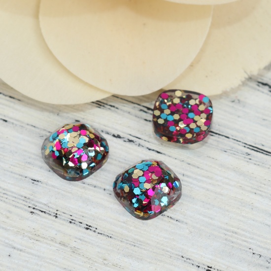Picture of Resin Dome Seals Cabochon Trapezoid Multicolor Sequins 11mm x 10mm, 30 PCs
