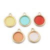 Picture of Zinc Based Alloy & Resin Charms Round Gold Plated Deep Red Transparent 16mm x 17mm, 5 PCs