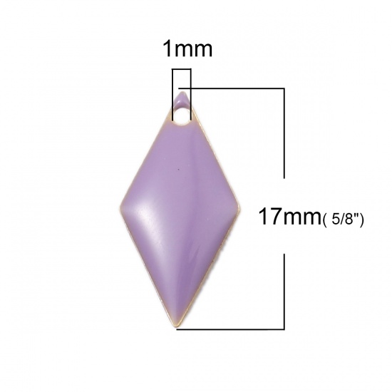 Picture of Brass Enamelled Sequins Charms Rhombus Brass Color Mauve 17mm x 8mm, 10 PCs                                                                                                                                                                                   