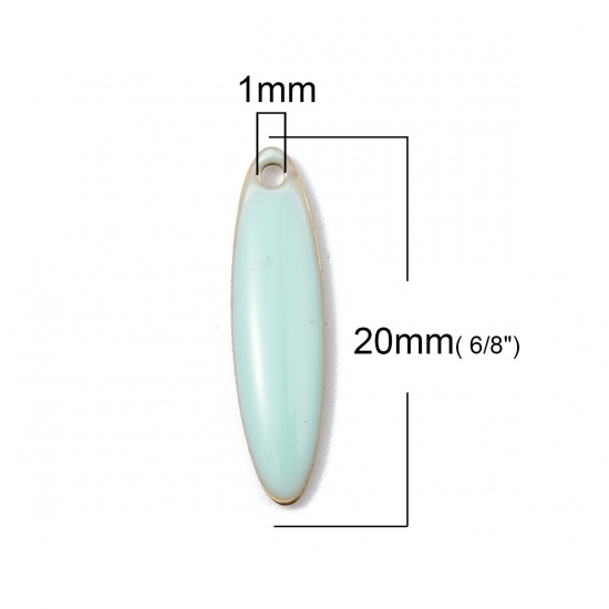 Picture of Brass Enamelled Sequins Charms Marquise Brass Color Mint Green 20mm x 5mm, 5 PCs                                                                                                                                                                              
