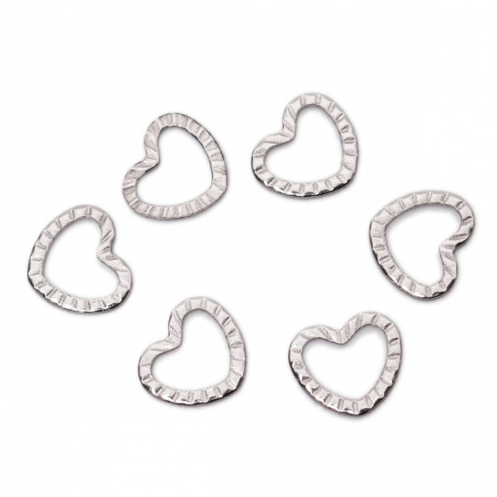 Picture of 304 Stainless Steel Chain Tail Extender Charms Heart Silver Tone 8mm x 7mm, 10 PCs