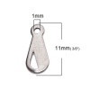 Picture of 304 Stainless Steel Chain Tail Extender Connectors For Jewelry Necklace Bracelet Silver Tone Drop Message 11mm x 5mm, 10 PCs