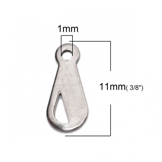 Immagine di 304 Acciaio Inossidabile Connettore Per Bracciale Collana Gioielli Tono Argento Goccia Lettere 11mm x 5mm, 10 Pz