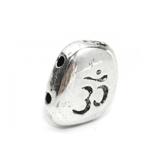 Picture of Zinc Based Alloy Spacer Beads Irregular Antique Silver OM/ Aum Symbol 12mm x 11mm, Hole: Approx 1.5mm, 10 PCs
