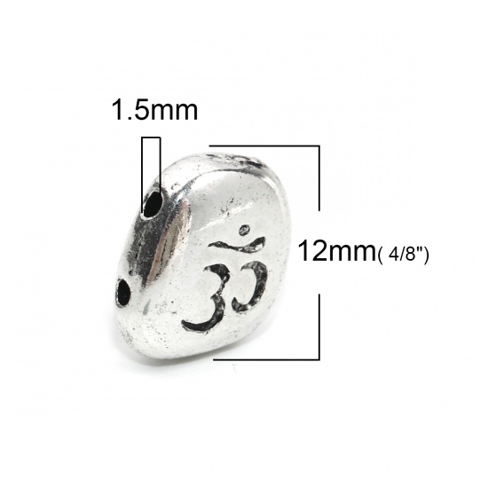 Picture of Zinc Based Alloy Spacer Beads Irregular Antique Silver OM/ Aum Symbol 12mm x 11mm, Hole: Approx 1.5mm, 10 PCs