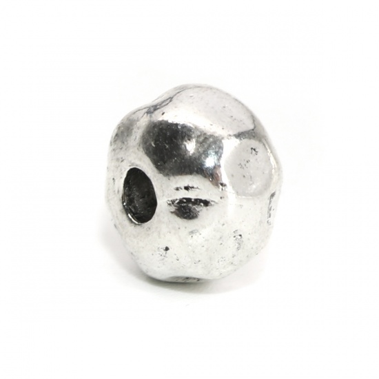 Picture of Zinc Based Alloy Spacer Beads Round Antique Silver 9mm x 7mm, Hole: Approx 3mm, 30 PCs