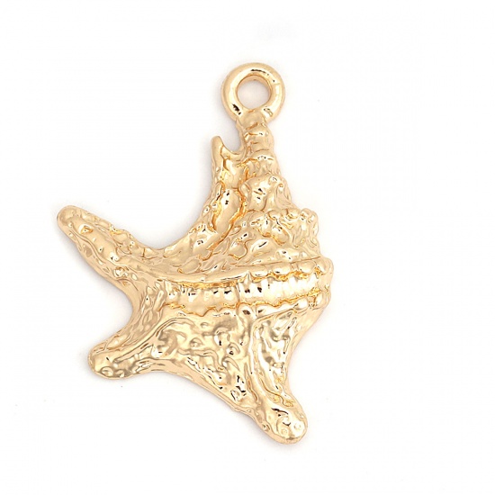 Picture of Zinc Based Alloy Ocean Jewelry Pendants Star Fish Gold Plated 34mm x 22mm, 5 PCs