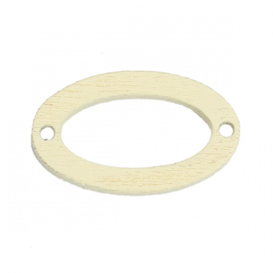 Picture of Wood Connectors Oval Beige Hollow 25mm x 15mm, 50 PCs