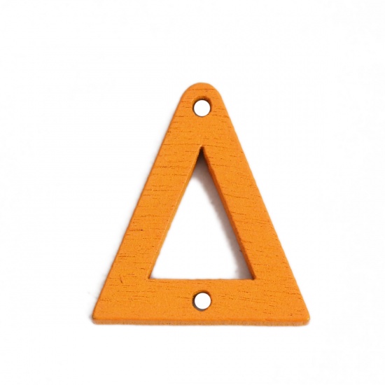 Picture of Wood Connectors Triangle Orange Hollow 21mm x 19mm, 50 PCs
