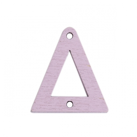 Picture of Wood Connectors Triangle Purple Hollow 21mm x 19mm, 50 PCs