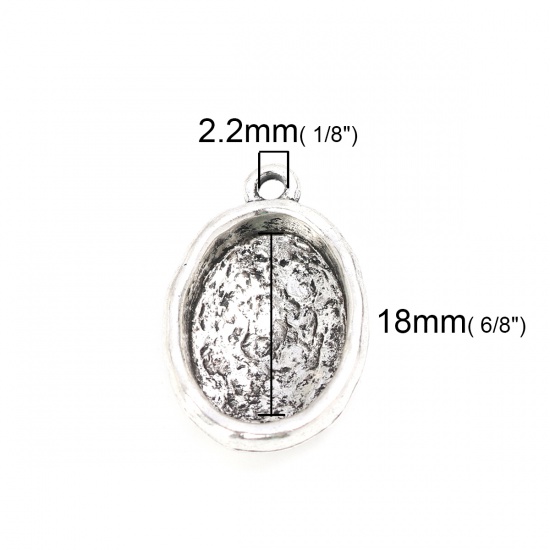 Picture of Zinc Based Alloy Cabochon Settings Charms Oval Antique Silver Color (Fits 18mmx13mm) 26mm x 17mm, 10 PCs