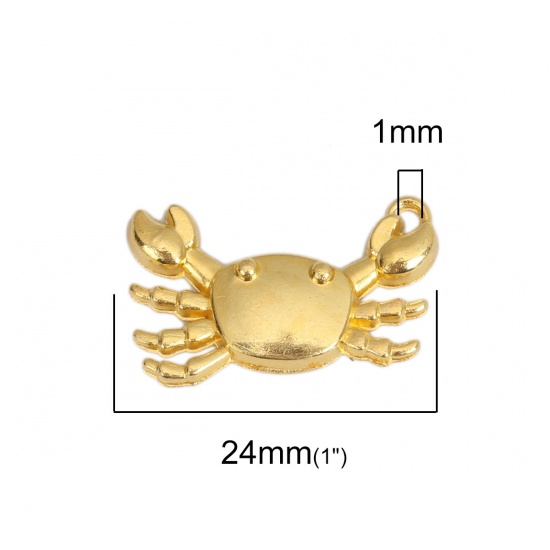 Bild von Zinklegierung Ozean Schmuck Charms Krabbe Vergoldet 24mm x 14mm, 30 Stück
