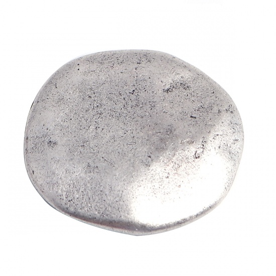 Picture of Zinc Based Alloy Sewing Shank Buttons Single Hole Round Antique Silver Color Filled 22mm x 21mm, 5 PCs