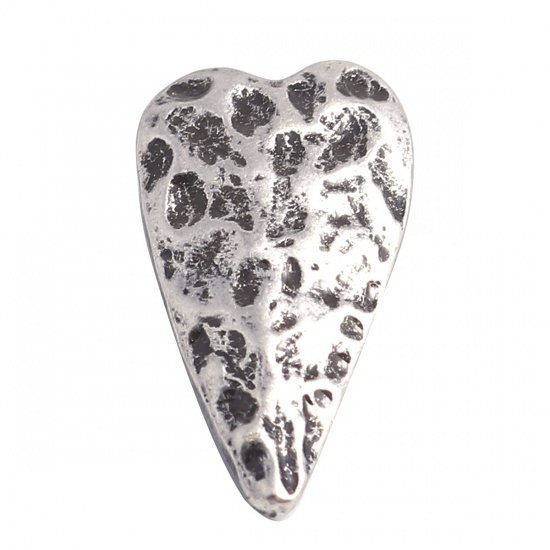 Bild von Zinklegierung Ösenknöpfe Einzeln Loch Herz Antik Silber Gefüllt 23mm x 13mm, 10 Stück