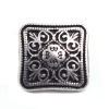 Picture of Zinc Based Alloy Sewing Shank Buttons Single Hole Square Antique Silver Color Filled Carved Pattern Carved 13mm x 13mm, 10 PCs