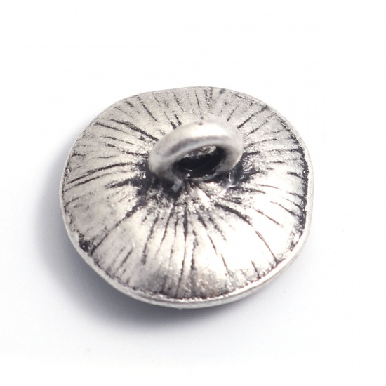 Bild von Zinklegierung Ösenknöpfe Einzeln Loch Blumen Antik Silber Gefüllt 17mm x 17mm, 5 Stück