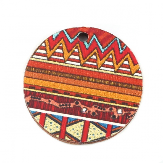 Picture of Wood Charms Round Multicolor 20mm x 20mm, 30 PCs