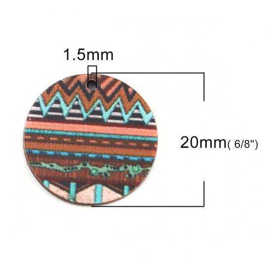 Immagine di Legno Charms Tondo Multicolore 20mm x 20mm, 30 Pz