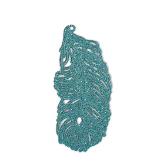 Picture of Brass Pendants Green Feather Leaf Filigree Stamping 6cm x 2.7cm, 5 PCs                                                                                                                                                                                        