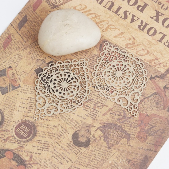 Picture of Brass Pendants French Gray Oval Heart Filigree Stamping 5.8cm x 3.7cm, 5 PCs                                                                                                                                                                                  