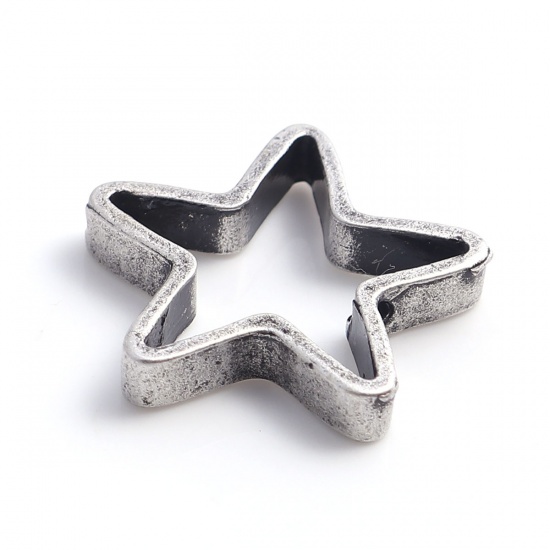 Picture of Zinc Based Alloy Beads Pentagram Star Antique Silver Filled Hollow 22mm x 21mm, Hole: Approx 1.6mm, 5 PCs