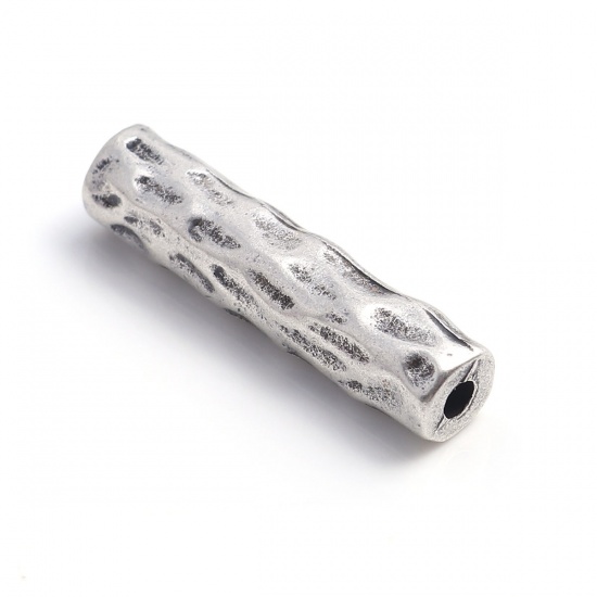 Picture of Zinc Based Alloy Spacer Beads Cylinder Antique Silver Filled 38mm x 8mm, Hole: Approx 3mm, 3 PCs
