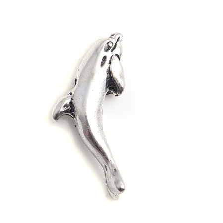 Zinc Based Alloy Ocean Jewelry Beads Dolphin Animal Antique Silver Color 18mm x 11mm, Hole: Approx 1mm, 50 PCs