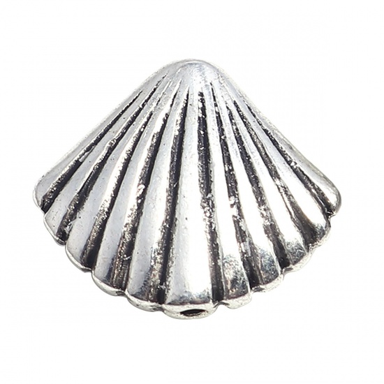 Picture of Zinc Based Alloy Ocean Jewelry Beads Shell Antique Silver 16mm x 14mm, Hole: Approx 1mm, 20 PCs