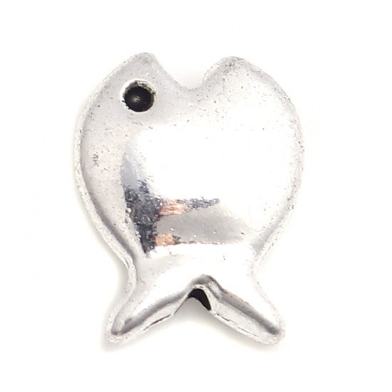 Picture of Zinc Based Alloy Ocean Jewelry Beads Fish Animal Antique Silver Color 14mm x 11mm, Hole: Approx 1.3mm, 50 PCs