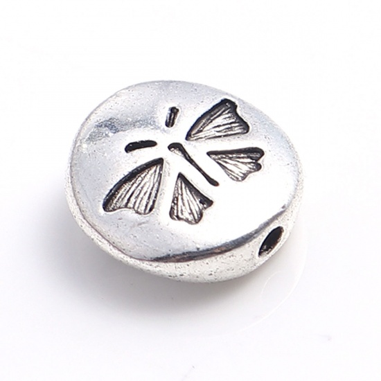 Picture of Zinc Based Alloy Beads Round Antique Silver Butterfly About 11mm Dia., Hole: Approx 1.3mm, 50 PCs