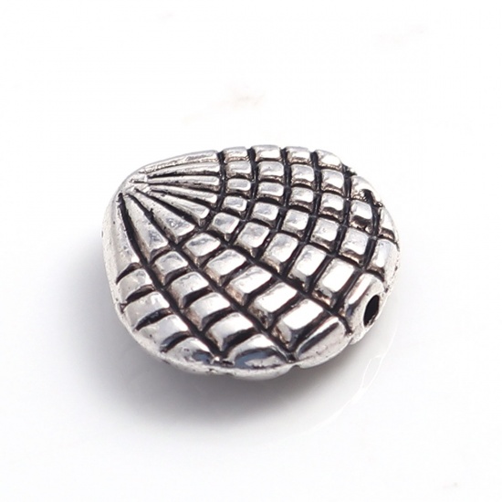 Picture of Zinc Based Alloy Ocean Jewelry Beads Shell Antique Silver Color 13mm x 12mm, Hole: Approx 1.3mm, 50 PCs