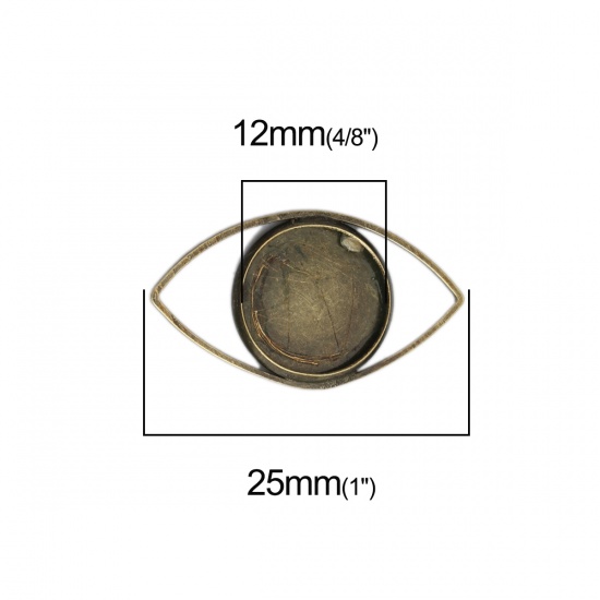 Immagine di Rame Basi per Cabochon Connettore Occhi Bronzo Antico (Addetti 12mm) 25mm x 14mm, 10 Pz