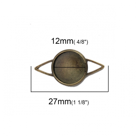 Picture of 10 PCs Brass Cabochon Settings Connectors Charms Pendants Findings Marquise Antique Bronze (Fits 12mm Dia.) 27mm x 14mm