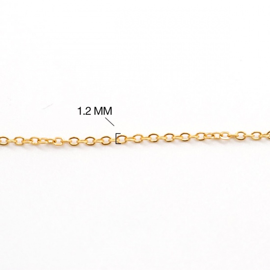 Imagen de 10 Unidades Enchapado al Vacío 316 Acero Inoxidable Cable Cadena Cruz Collares Óvalo Chapado en Oro 50cm longitud, Cadena: 1.2mm