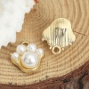 Immagine di Lega di Zinco Memoriale dell'animale Charms Zampa Oro Placcato Bianco Perla Imitato Acrilico 15mm x 13mm , 10 Pz