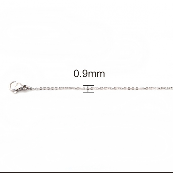 Immagine di 316 Acciaio inossidabile Cavo Catena Collana Ovale Tono Argento 45cm Lunghezza, Dimensione della Catena 0.9mm, 10 Pz