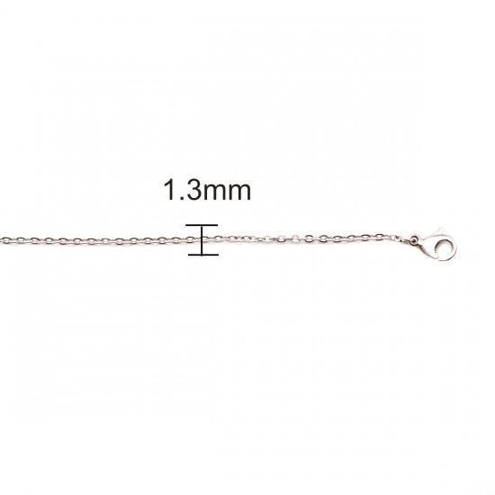 Immagine di 316 Acciaio inossidabile Cavo Catena Collana Ovale Tono Argento 45cm Lunghezza, Dimensione della Catena 1.3mm, 10 Pz