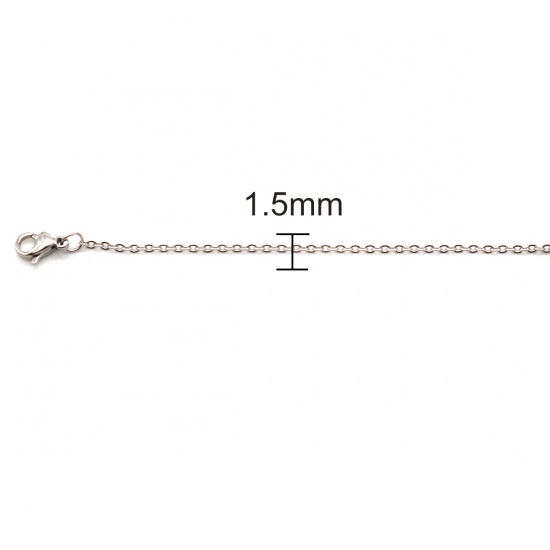 Immagine di 316 Acciaio inossidabile Cavo Catena Collana Ovale Tono Argento 70cm Lunghezza, Dimensione della Catena 1.5mm, 10 Pz