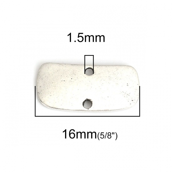 Bild von Zinklegierung Verbinder Rechteck Antiksilber Kurve, 16mm x 9mm, 20 Stück