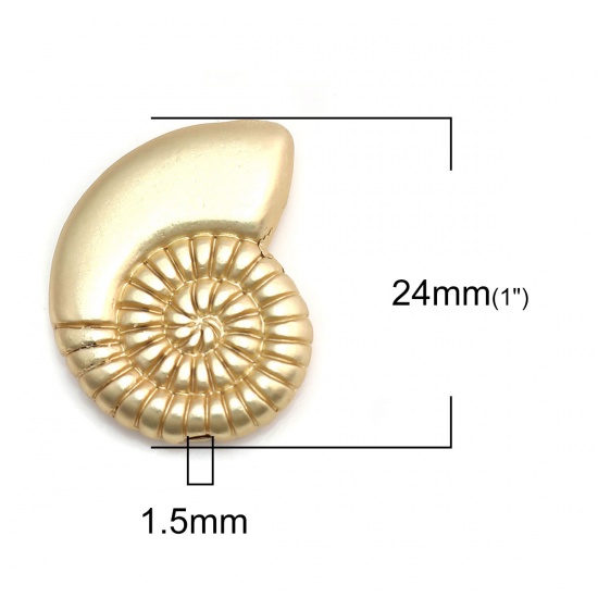Picture of Zinc Based Alloy Ocean Jewelry Spacer Beads Conch/ Sea Snail Matt Real Gold Plated 24mm x 20mm, Hole: Approx 1.5mm, 5 PCs