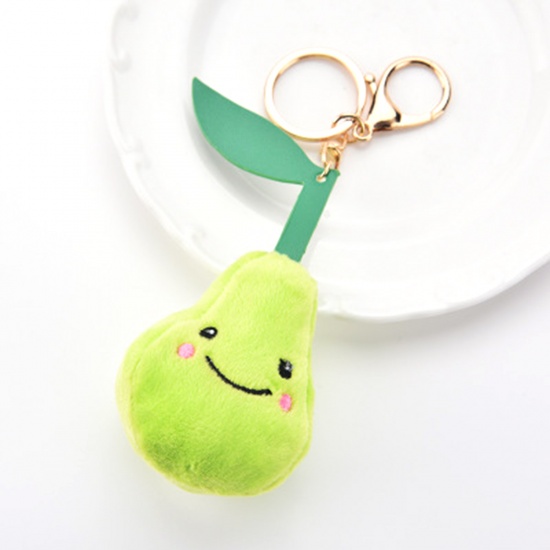 Picture of Keychain & Keyring Gold Plated Green Pear Fruit 15cm x 5.3cm, 1 Piece