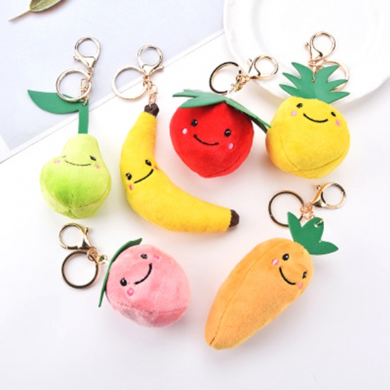 Picture of Keychain & Keyring Gold Plated Green Pear Fruit 15cm x 5.3cm, 1 Piece
