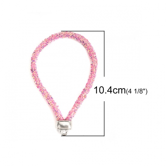 Immagine di Anello Portachiavi Rosa Paillettes 10.4cm x 4.9cm, 10 Pz