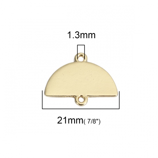 Immagine di Lega di Zinco Pendenti Charms Connettori Accessori A Forma di Ventagli Colore Oro 18K 21mm x 15mm, 10 Pz