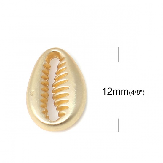 Picture of Zinc Based Alloy Ocean Jewelry Beads Conch/ Sea Snail Matt Real Gold Plated 12mm x 8mm, Hole: Approx 9.6mm x 1.3mm, 10 PCs