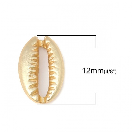 Picture of Zinc Based Alloy Ocean Jewelry Beads Conch/ Sea Snail Matt Real Gold Plated 12mm x 8mm, Hole: Approx 8.6mm x 1.8mm, 10 PCs